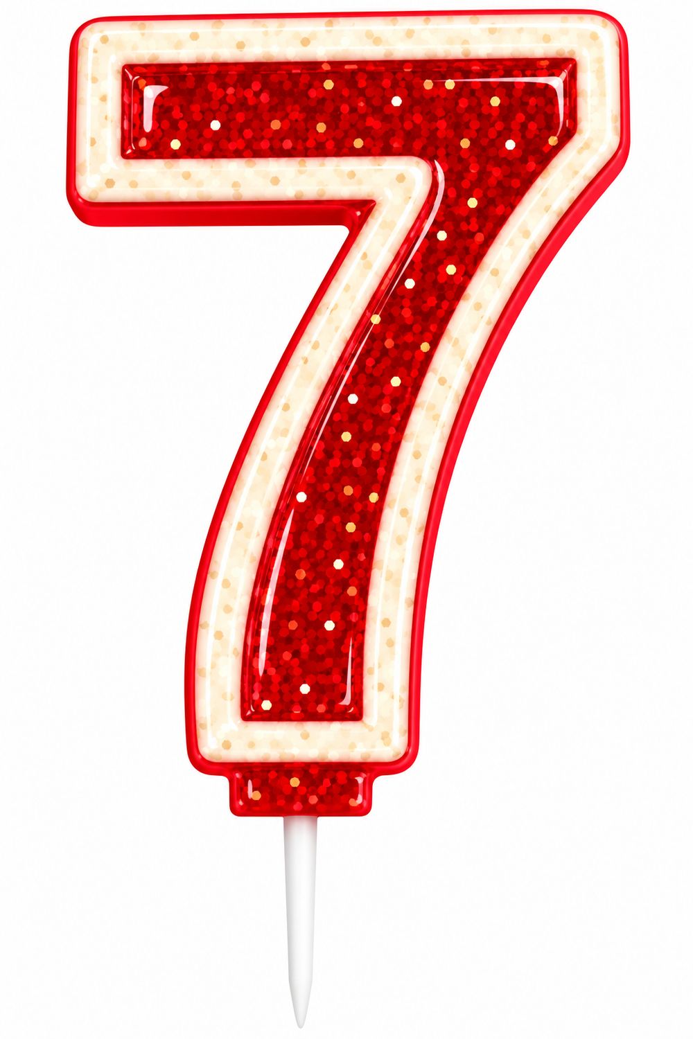 Number 7 Red Glitter Number Candle
