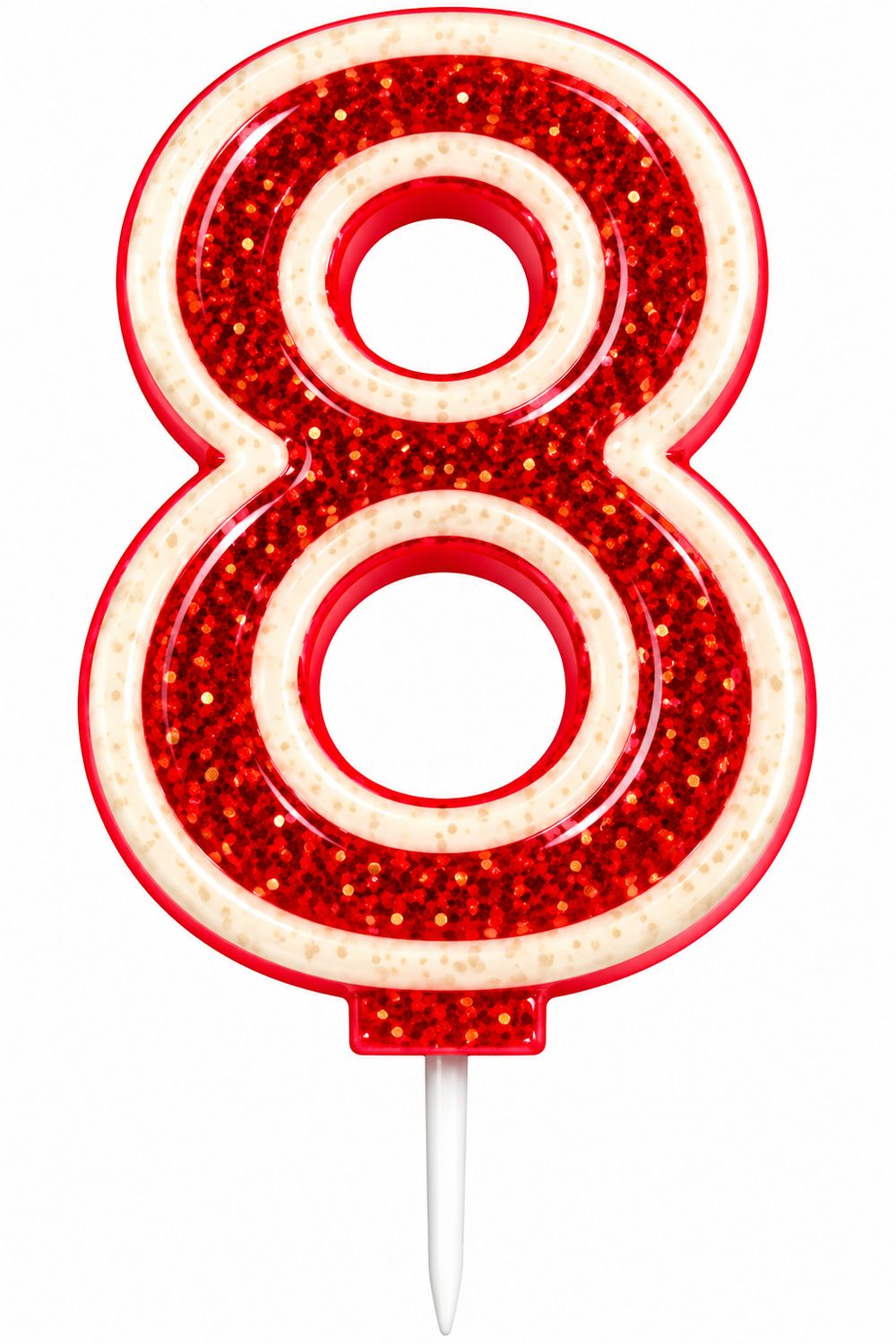 Number 8 Red Glitter Number Candle