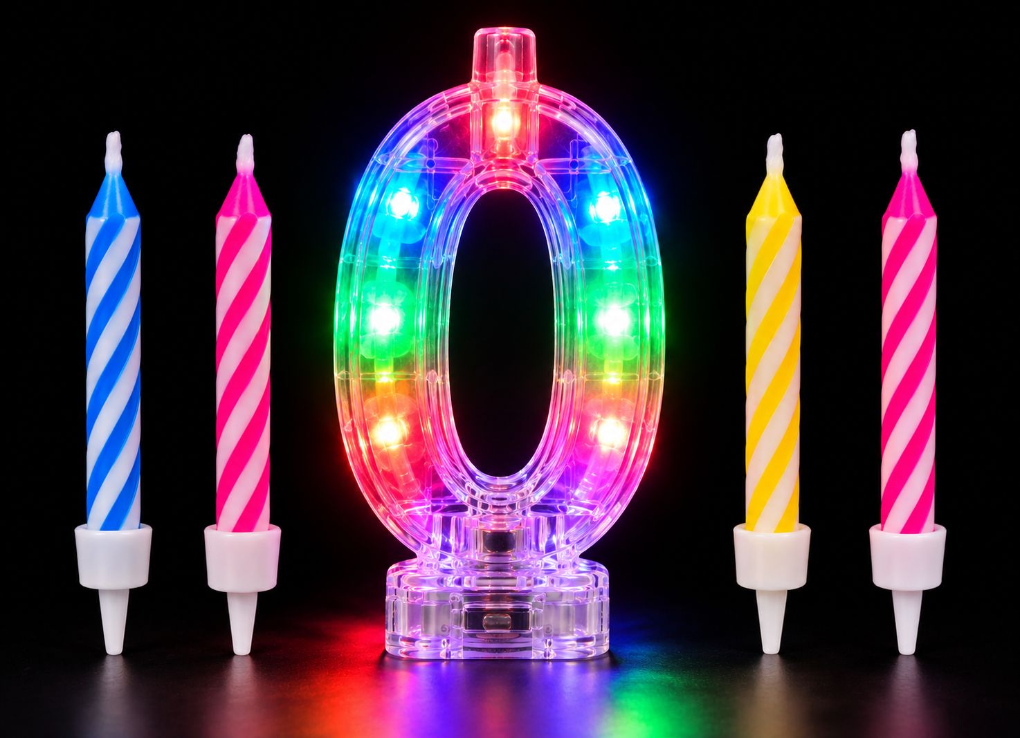 Number 0 Multicolor Flashing Candle