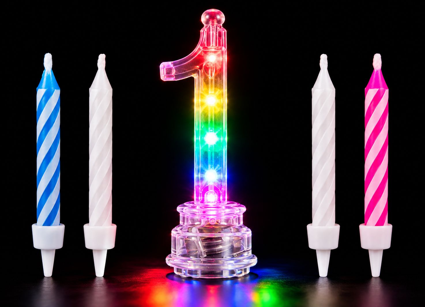 Number 1 Multicolor Flashing Candle