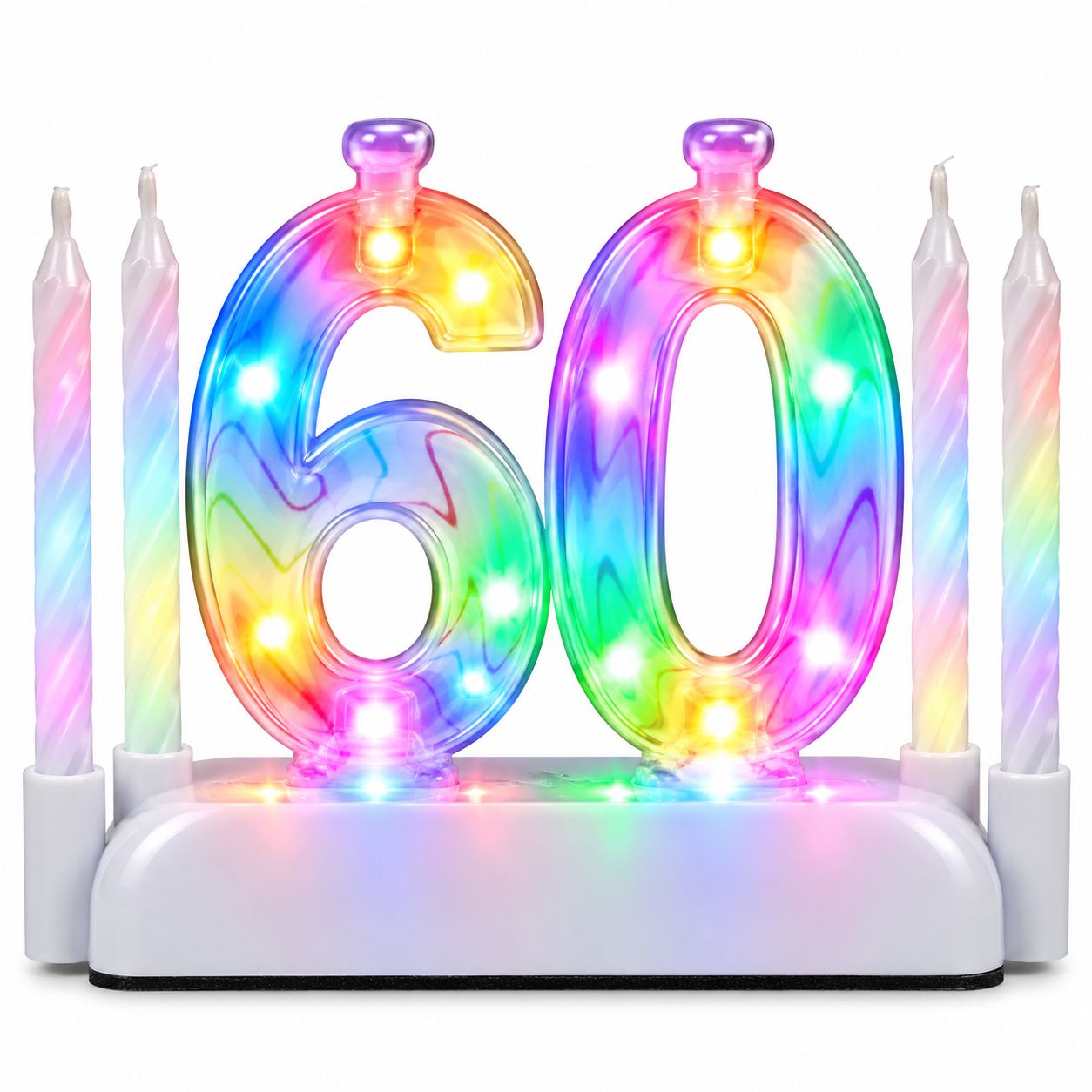 Number 60 Multicolor Flashing Candle