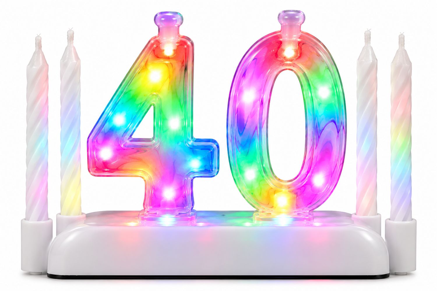 Number 40 Multicolor Flashing Candle