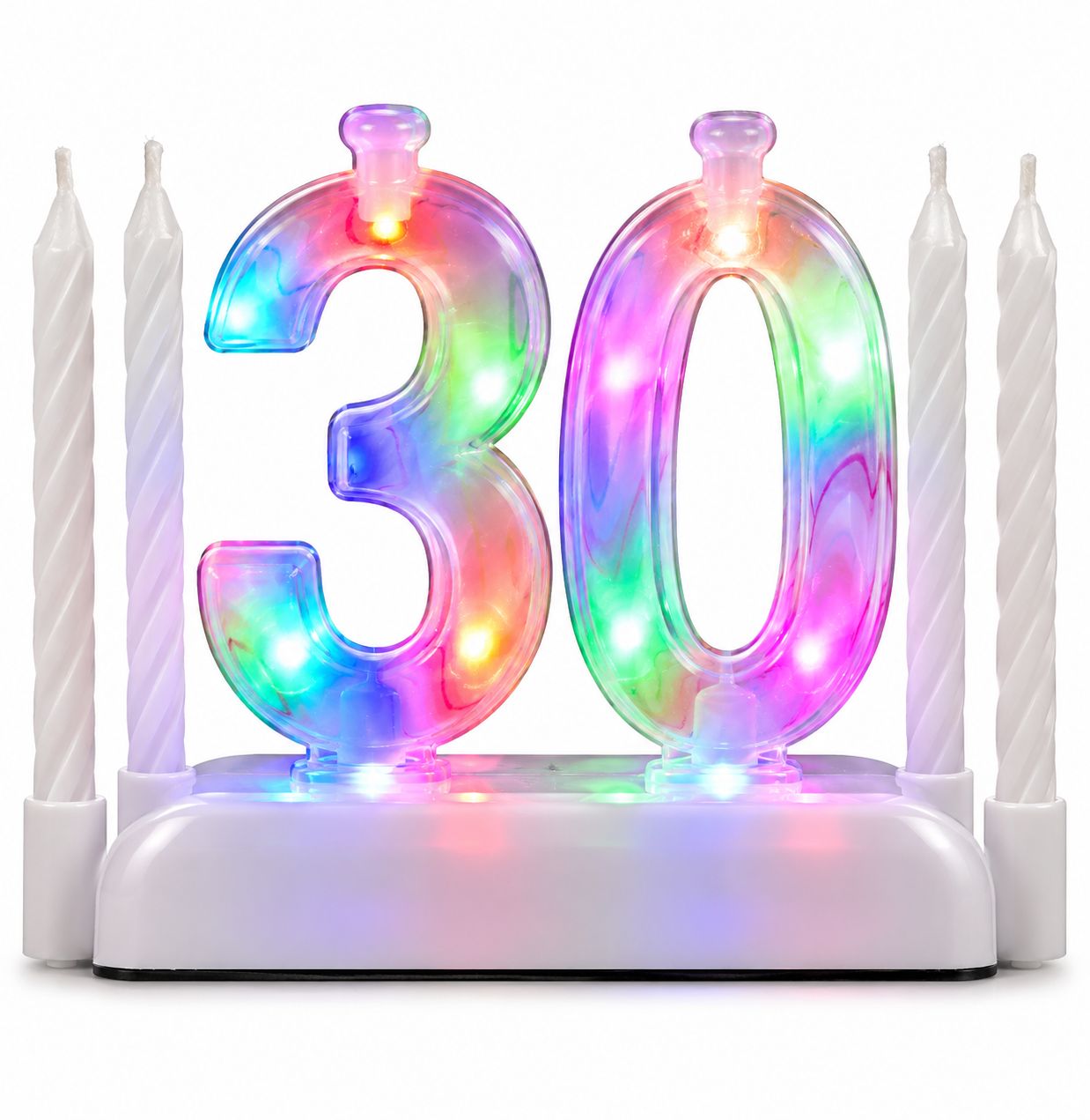 Number 30 Multicolor Flashing Candle