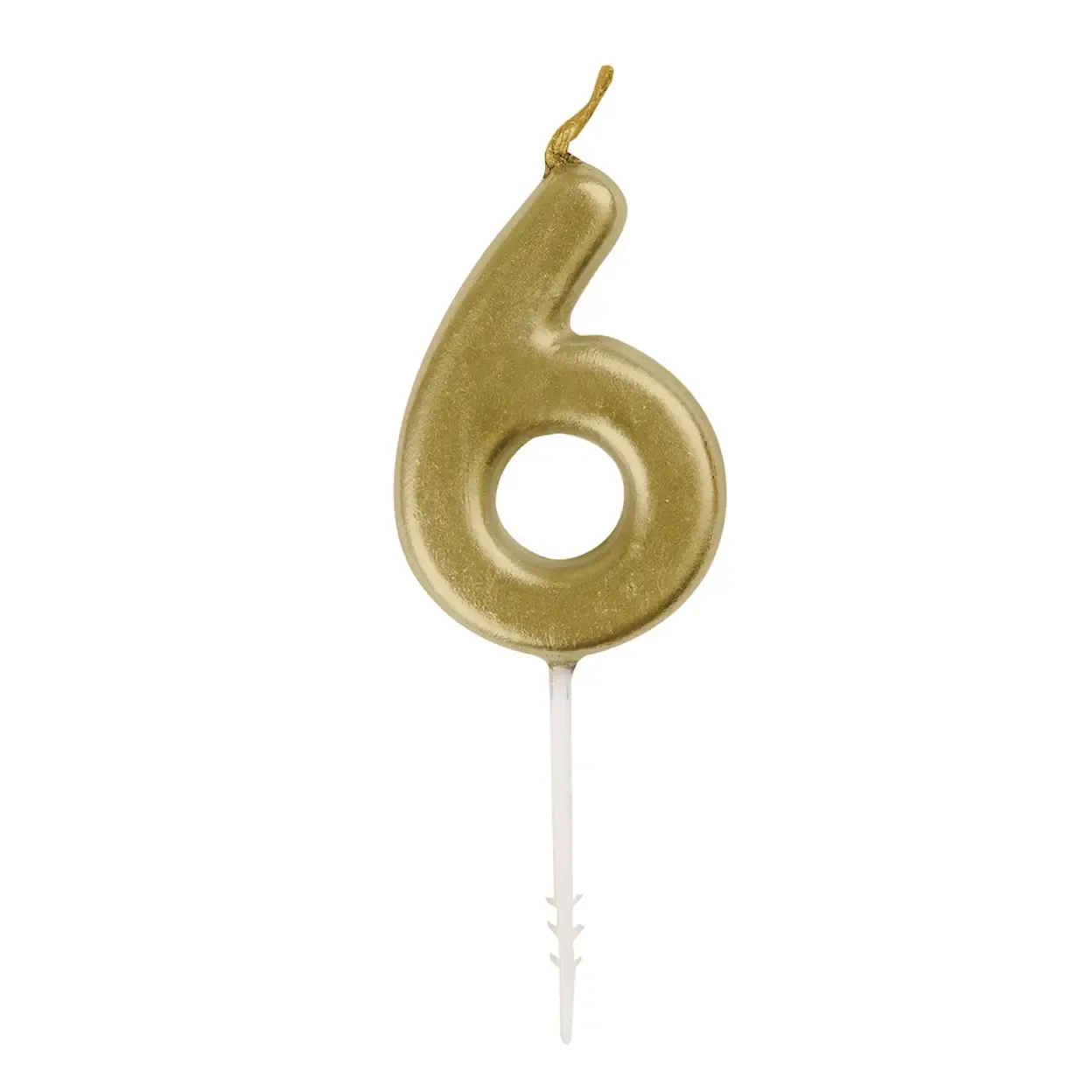Number 6 Mini Gold Number Candle