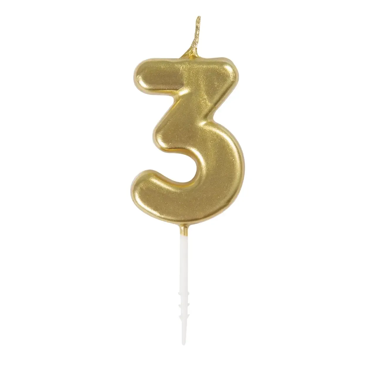 Number 3 Mini Gold Number Candle
