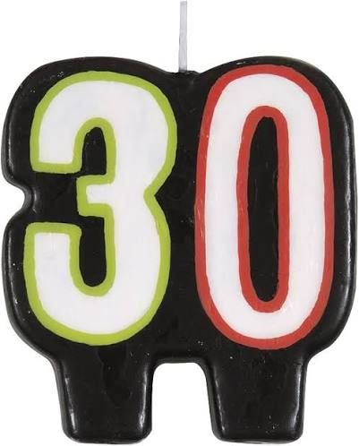 Number 30 Birthday Cheer Candle