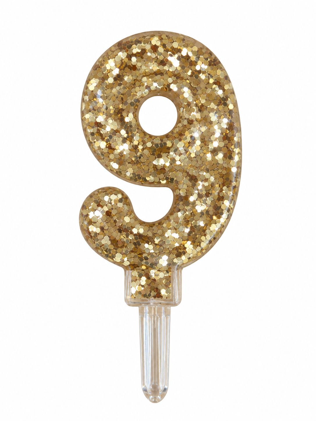 Number 9 Gold Sequin Number Candle