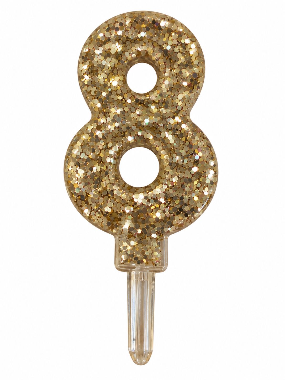 Number 8 Gold Sequin Number Candle