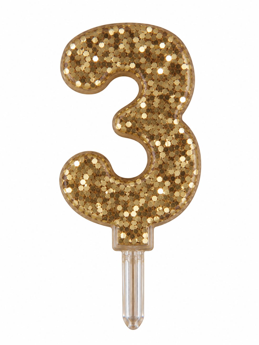 Number 3 Gold Sequin Number Candle