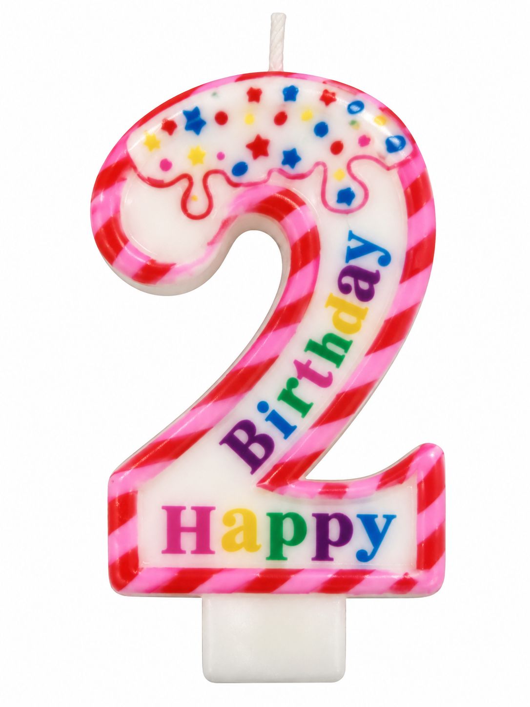 Number 2 Happy Birthday Number Candle