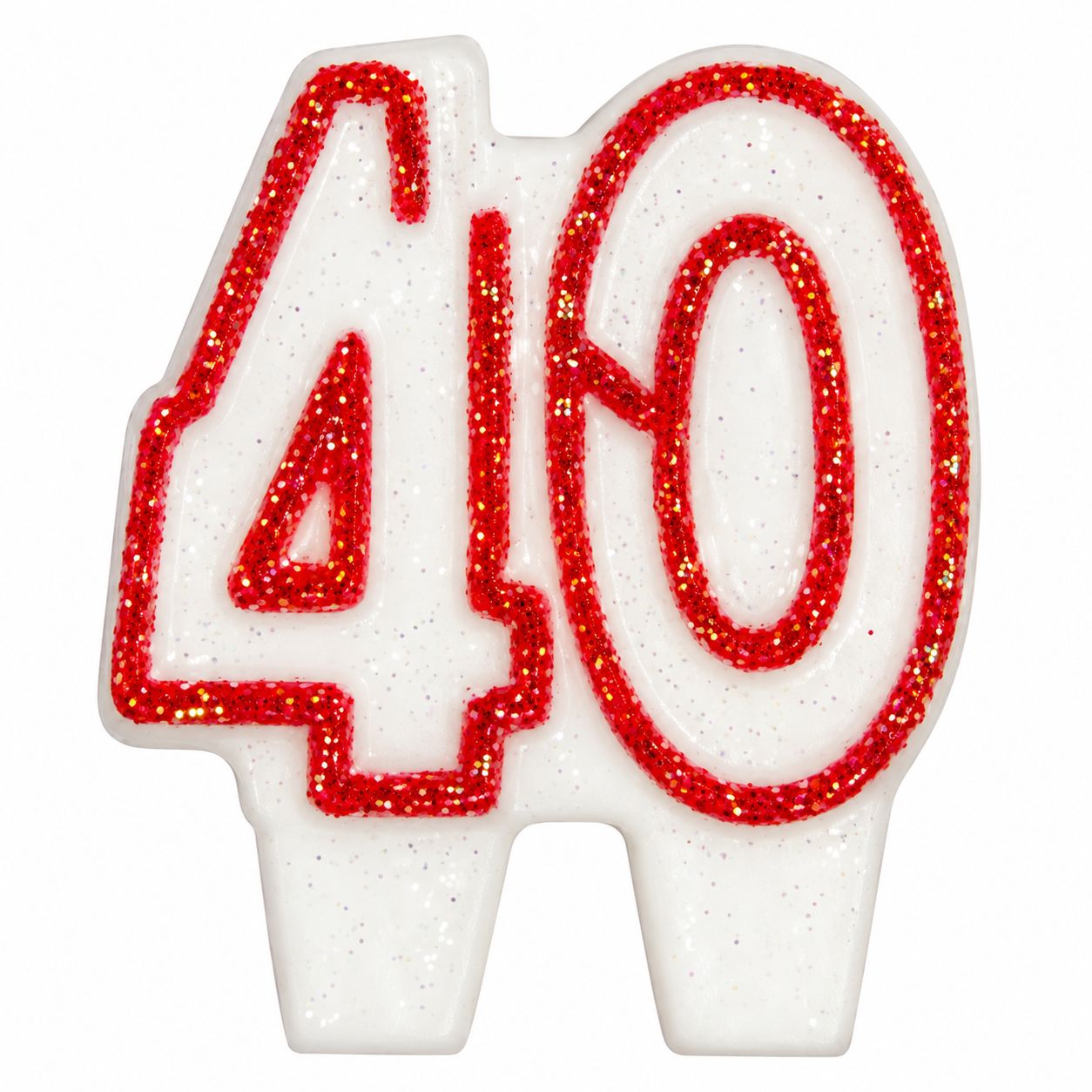 Number 40 Red Glitter Number Candle
