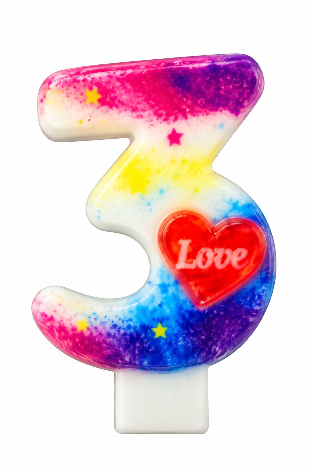 Number 3 Love Number Candle