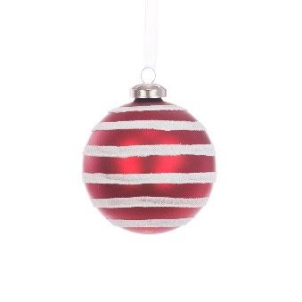 GLASS Stripe Bauble Red