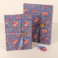 2 pk Floral Block Printed Cotton Notebooks