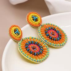Bright Beaded Stud Drop Earrings