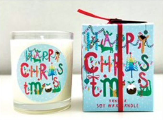 Candle, Happy Christmas, Letters, Vanilla