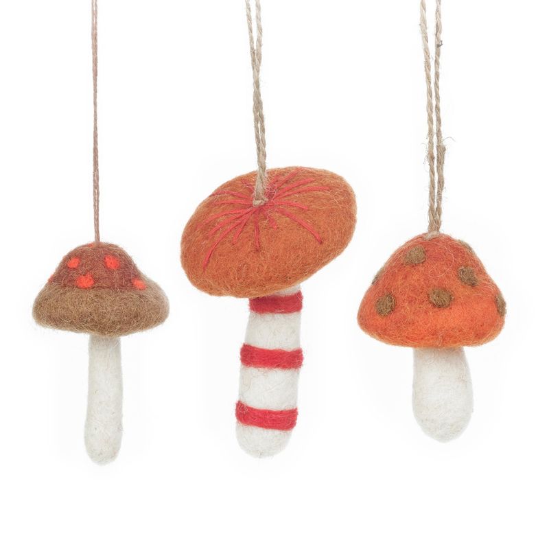 Handmade Felt Wild Foraged Mushrooms (Set of 3)