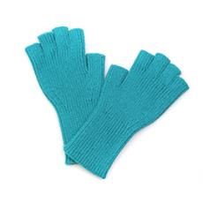 Ribbed Knit Fingerless Gloves, Colour: Bright Aqua