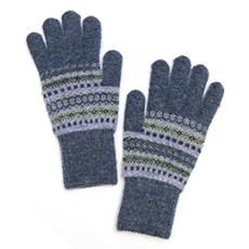 Fairisle Recycled Poly Wool Blend Gloves, Colour: Denim/soft Green