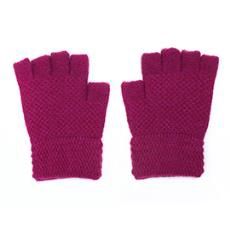 Fingerless Knitted Gloves, Colour: Magenta