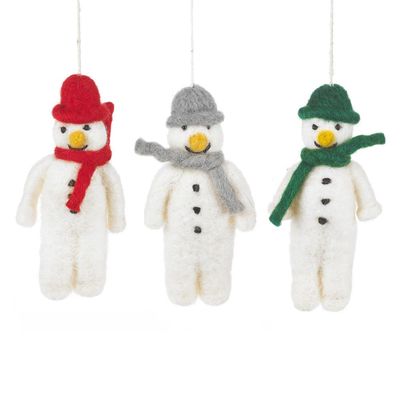 Hanging Handmade Felt Mr.Snowman Decoration