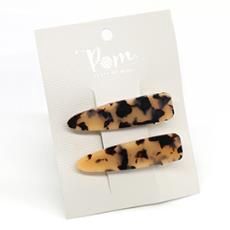 2 Pack Hair Slides, Colour: Caramel/black Acrylic