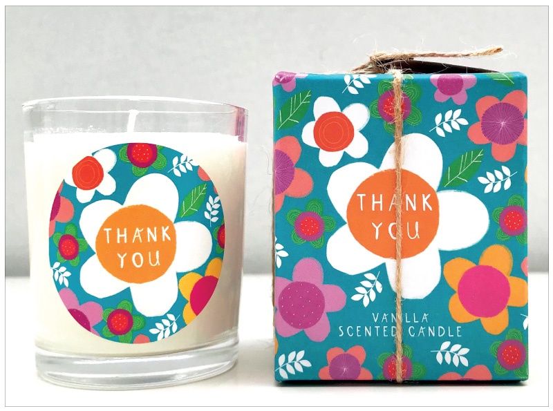 Candles in glass with a sentiment, scent: vanilla