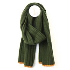 Men&#39;s Rib Knit Scarf, Colour: Dark Olive