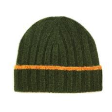 Rib Knit Beanie Hat, Colour: Dark Olive