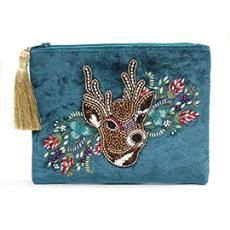 Stag Embroidered Accessories, Colour: Teal, type: Zip Purse