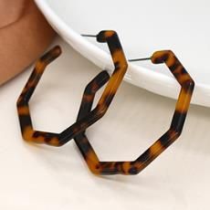 Tortoiseshell Acrylic Octagon Earrings