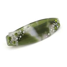 Oval Hairclip with Crystal Embellishment, type: Olive Green