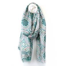 Speckle Print Scarf with Foil, Colour: Teal Abstract Circle