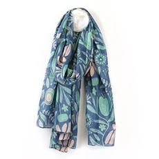 Organic Cotton Scarf, type: Teal/Blue abstract meadow