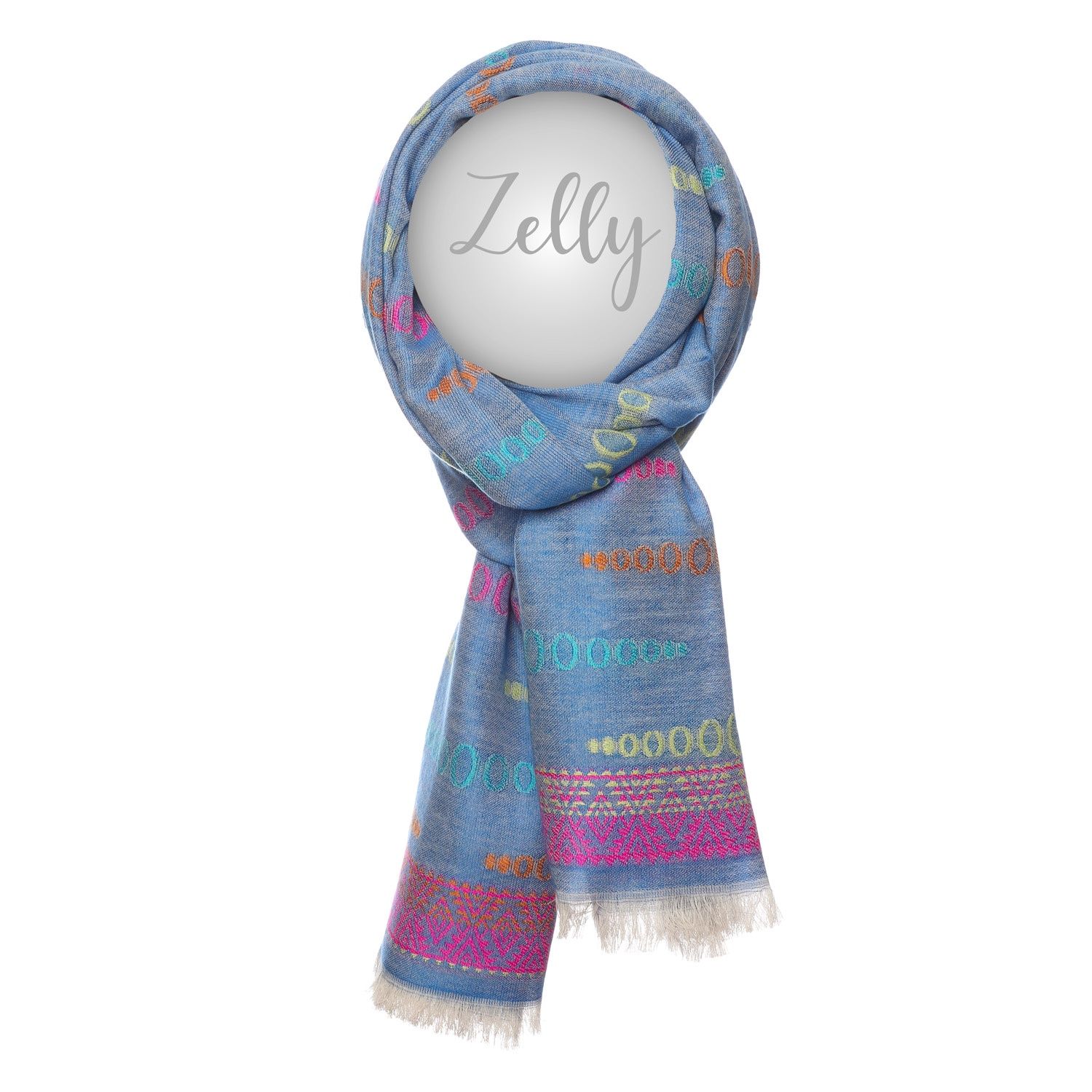 Hand Finished Cotton Scarf, type: Blue 1