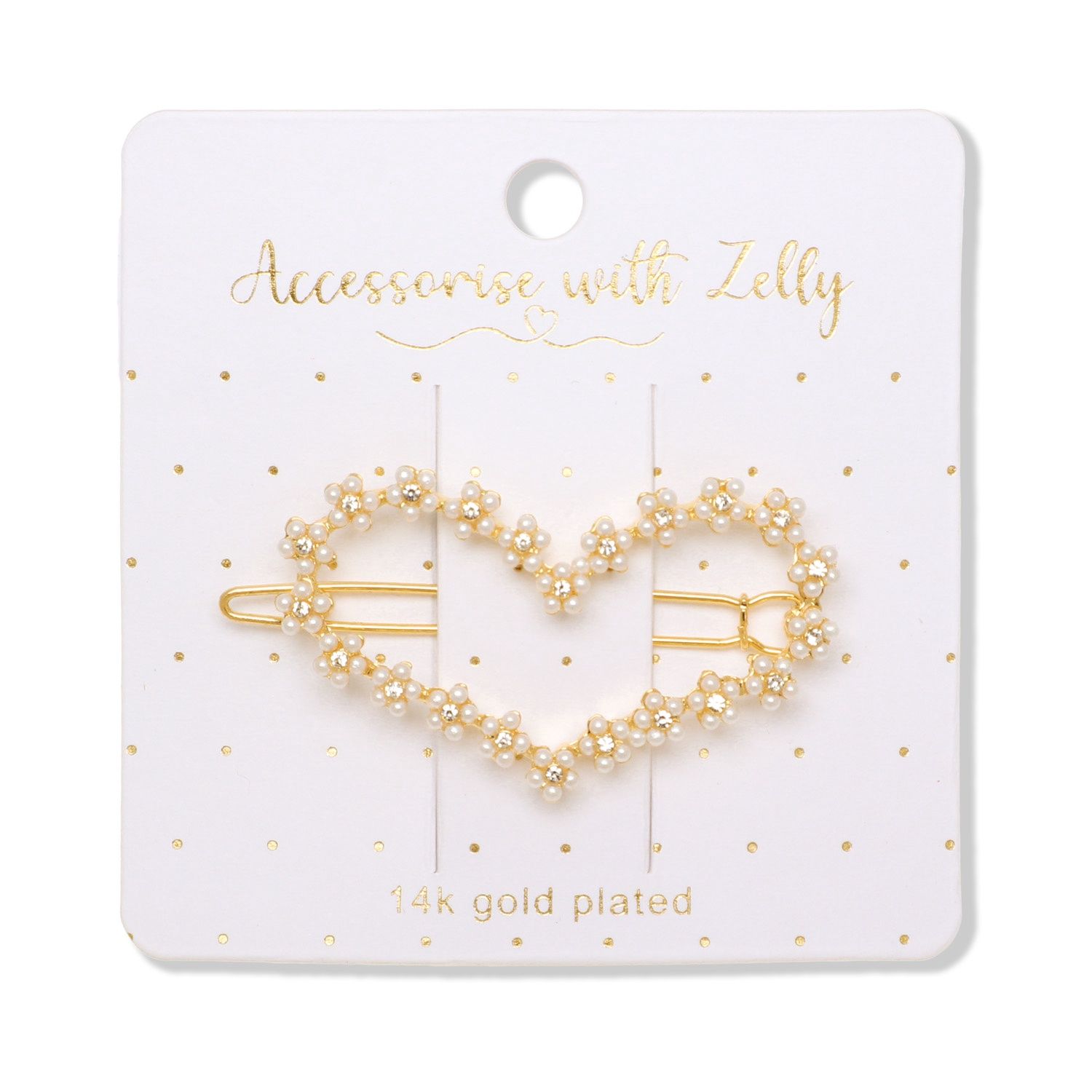 Hair Slide, type: Hand Beaded Heart (Gold Plated)