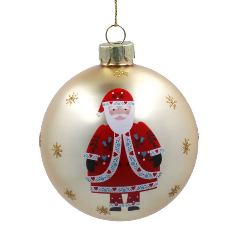Matt Gold Alpine Santa Glass Ball
