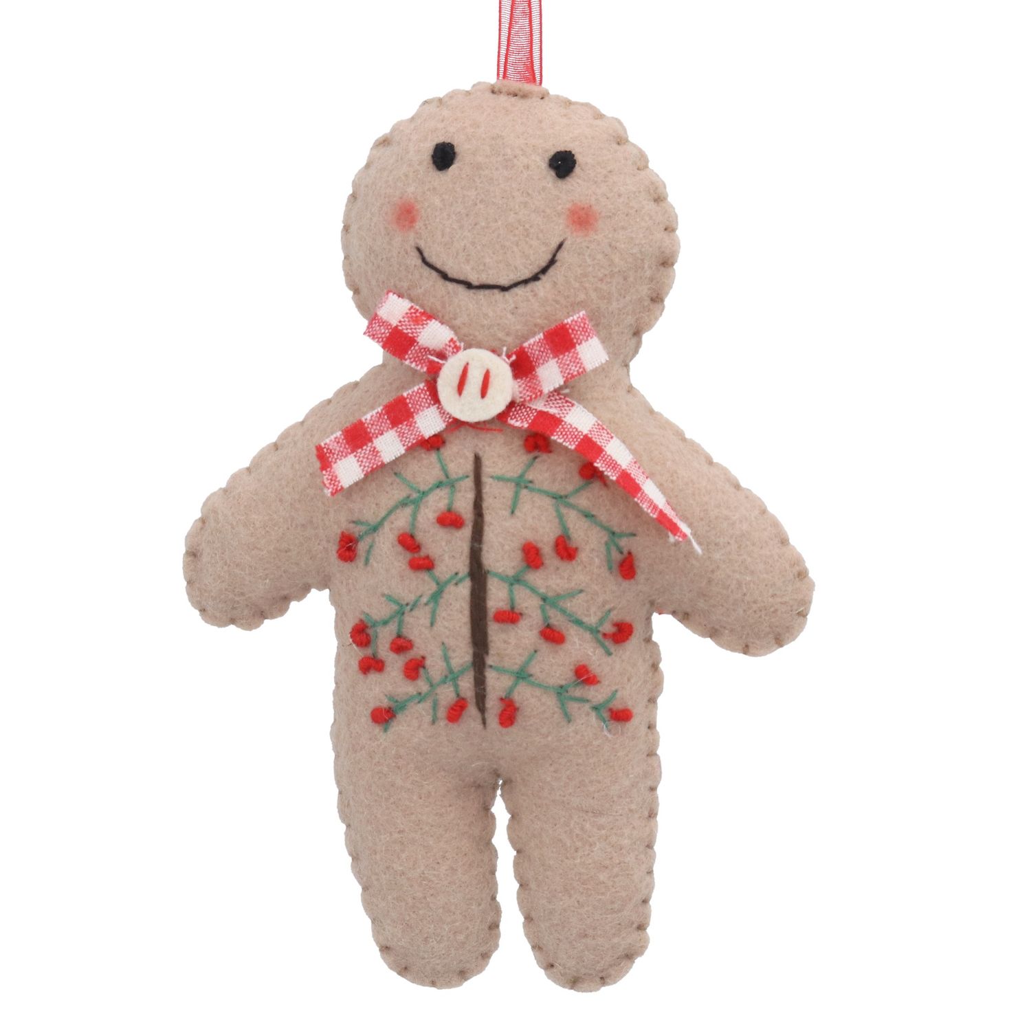 Mixed Wool Gingerbread Man with Spray Motif Decoration