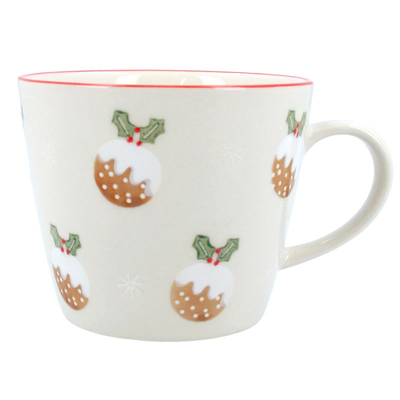 Stoneware Mug with Christmas Puddings