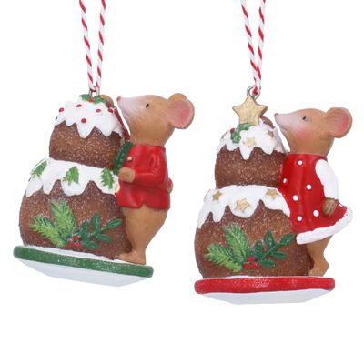 Resin Holly and Alfie Mouse Decoration