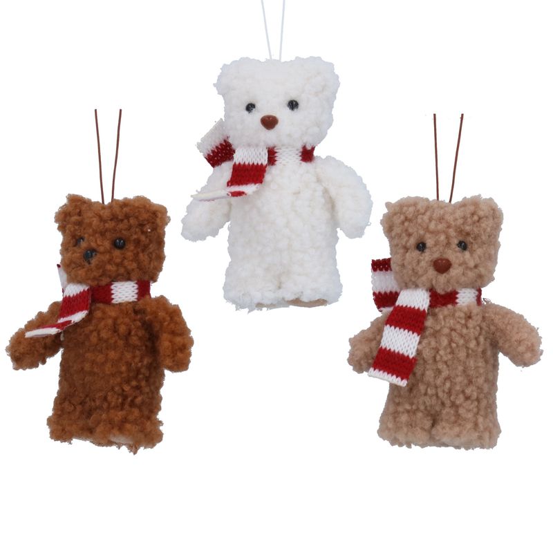 Fabric Teddy with Red/White Scarf decoration assortment