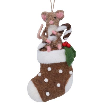 Mixed Wool Mouse on Stocking