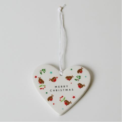 Hanging Christmas Decoration, type: Ditsy Robins Merry Christmas