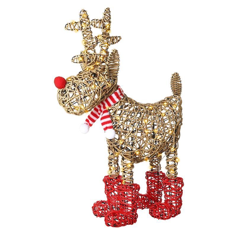 Red Boots Rattan Light Up Reindeer