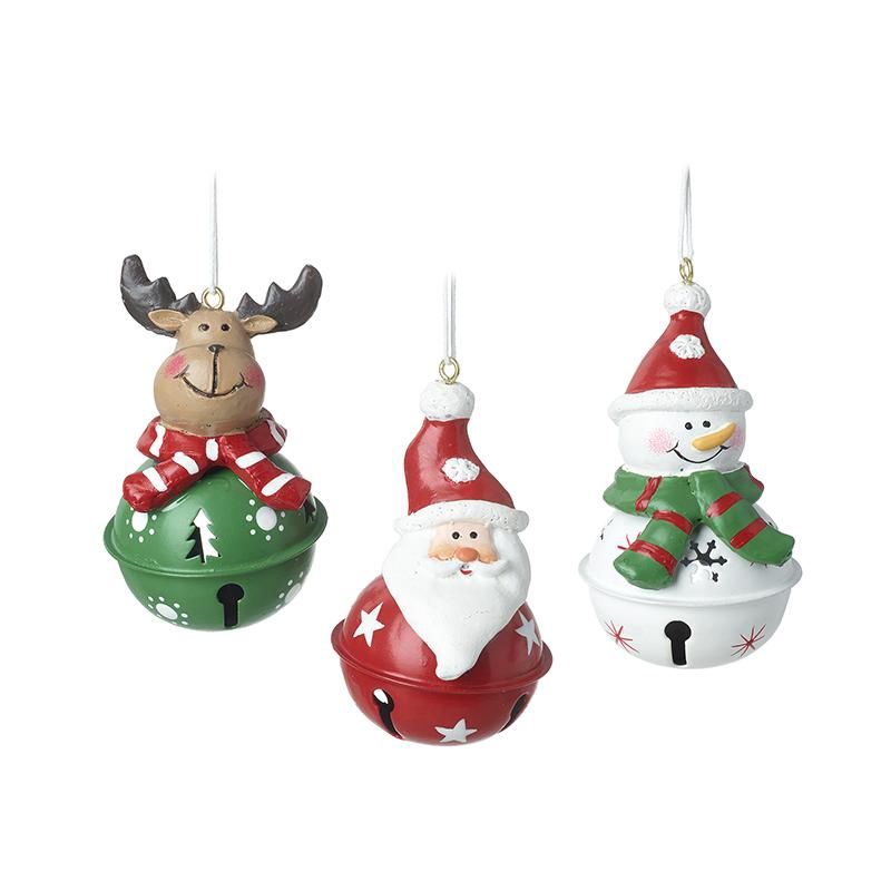 Deer Santa and Snowman Bell Tree Decor