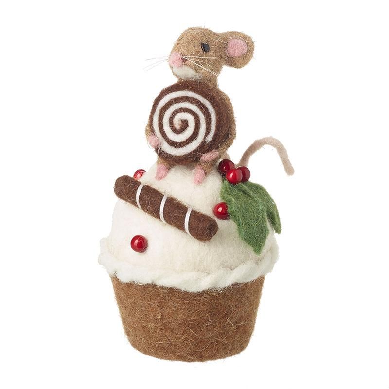 Felt Mouse Christmas Decorations, type: Cupcake