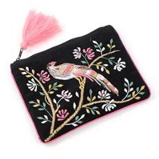 Black Velvet with Pink and Green Embroidery Accessories