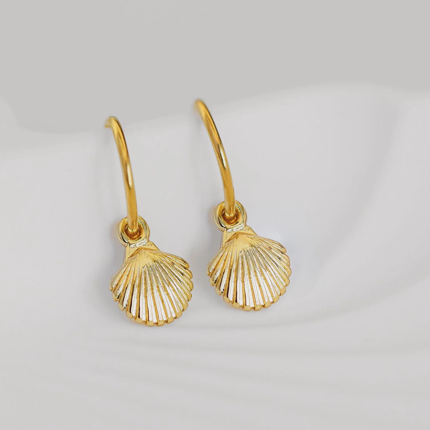 Gold Scallop Hoop Studs in a Jar