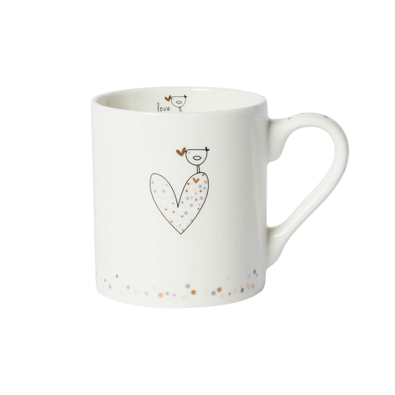 Confetti Heart and Bird Mug