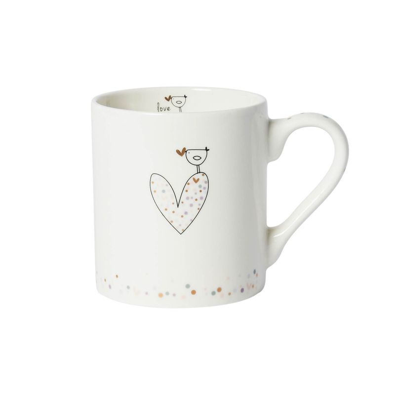 Confetti Heart and Bird Mug